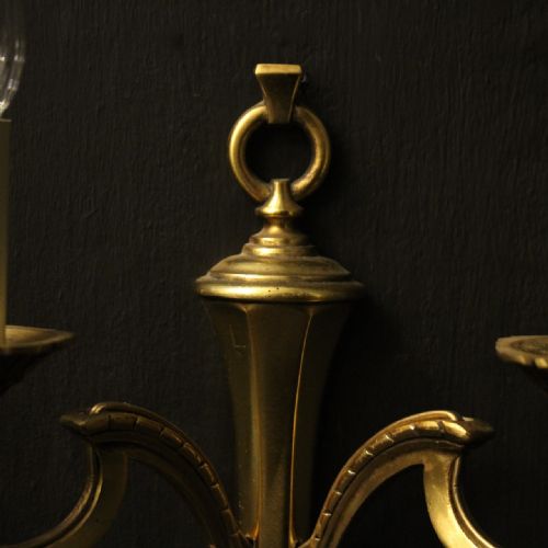 FRENCH PAIR OF GILDED TWIN ARM WALL LIGHTS - ADDITIONAL PHOTO 3