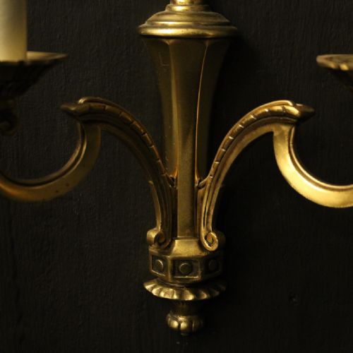 FRENCH PAIR OF GILDED TWIN ARM WALL LIGHTS - ADDITIONAL PHOTO 5