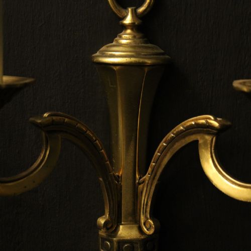 FRENCH PAIR OF GILDED TWIN ARM WALL LIGHTS - ADDITIONAL PHOTO 6