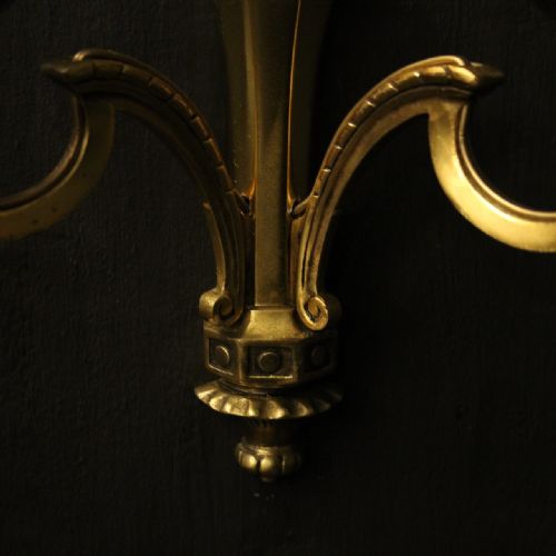FRENCH PAIR OF GILDED TWIN ARM WALL LIGHTS - ADDITIONAL PHOTO 7