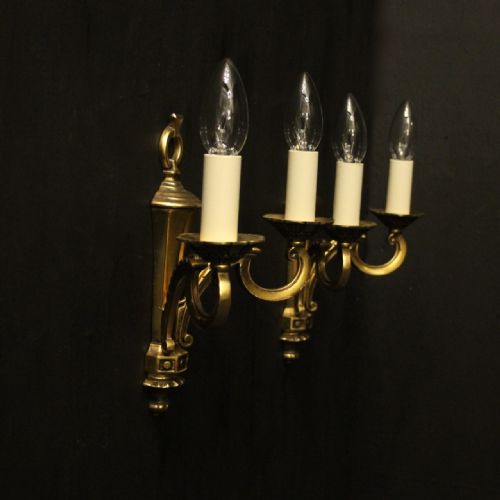 FRENCH PAIR OF GILDED TWIN ARM WALL LIGHTS - ADDITIONAL PHOTO 8