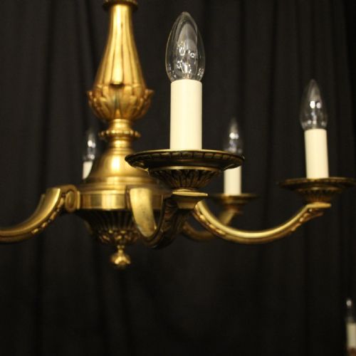 FRENCH GILDED BRONZE 6 LIGHT ANTIQUE CHANDELIER - ADDITIONAL PHOTO 1