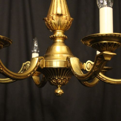 FRENCH GILDED BRONZE 6 LIGHT ANTIQUE CHANDELIER - ADDITIONAL PHOTO 2