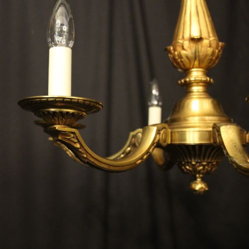 FRENCH GILDED BRONZE 6 LIGHT ANTIQUE CHANDELIER - ADDITIONAL PHOTO 3