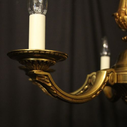 FRENCH GILDED BRONZE 6 LIGHT ANTIQUE CHANDELIER - ADDITIONAL PHOTO 5
