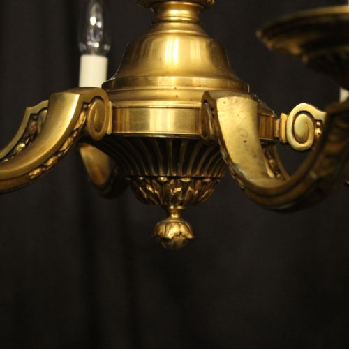 FRENCH GILDED BRONZE 6 LIGHT ANTIQUE CHANDELIER - ADDITIONAL PHOTO 6