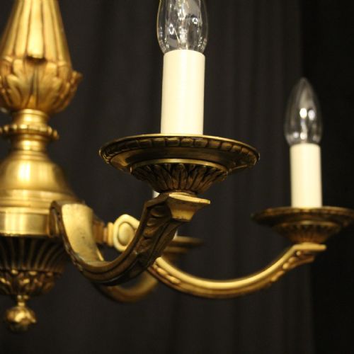 FRENCH GILDED BRONZE 6 LIGHT ANTIQUE CHANDELIER - ADDITIONAL PHOTO 7