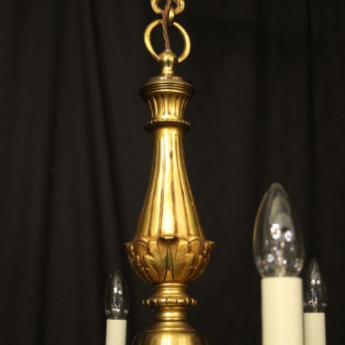 FRENCH GILDED BRONZE 6 LIGHT ANTIQUE CHANDELIER - ADDITIONAL PHOTO 8