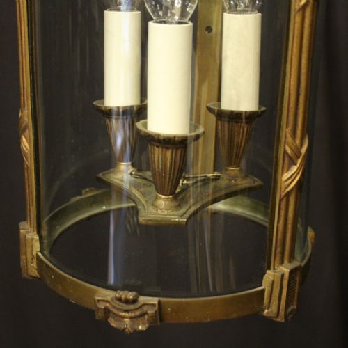 FRENCH GILDED BRONZE CONVEX ANTIQUE HALL LANTERN - ADDITIONAL PHOTO 8