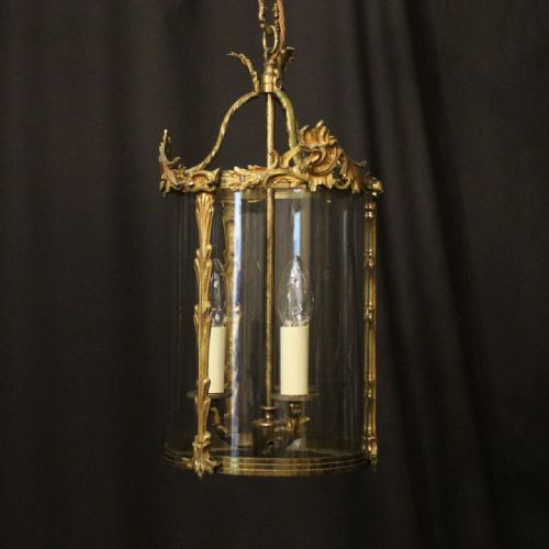 french gilded triple light antique lantern - CATEGORY: ANTIQUE LIGHTING - DATED 1920