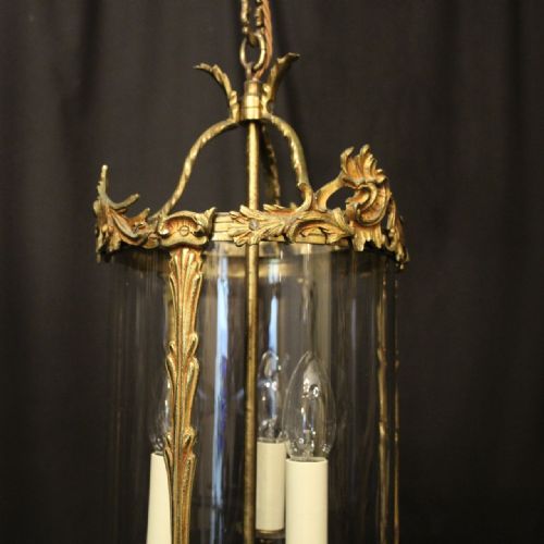 FRENCH GILDED TRIPLE LIGHT ANTIQUE LANTERN - ADDITIONAL PHOTO 1