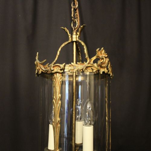 FRENCH GILDED TRIPLE LIGHT ANTIQUE LANTERN - ADDITIONAL PHOTO 6