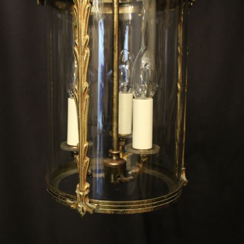 FRENCH GILDED TRIPLE LIGHT ANTIQUE LANTERN - ADDITIONAL PHOTO 8