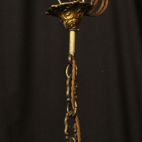 FRENCH GILDED TRIPLE LIGHT ANTIQUE LANTERN - ADDITIONAL PHOTO 9