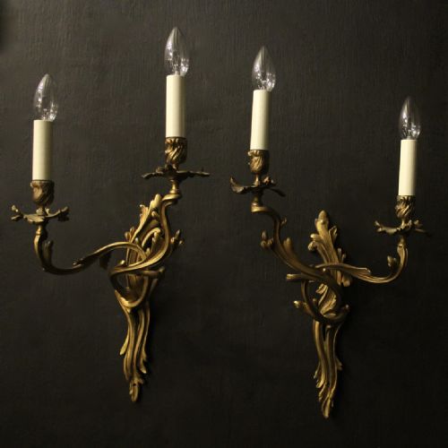 french pair of bronze antique wall sconces - CATEGORY: ANTIQUE LIGHTING - DATED 19TH CENTURY