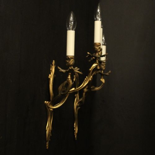 FRENCH PAIR OF BRONZE ANTIQUE WALL SCONCES - ADDITIONAL PHOTO 9
