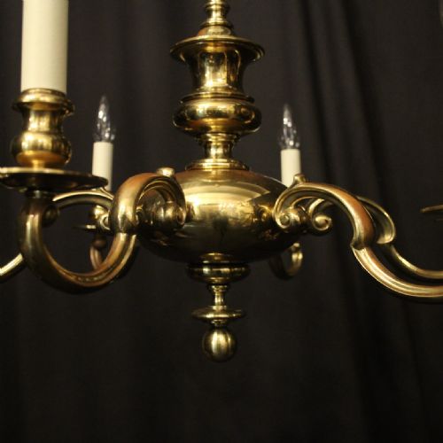 ENGLISH BRASS 6 LIGHT ANTIQUE CHANDELIER - ADDITIONAL PHOTO 5