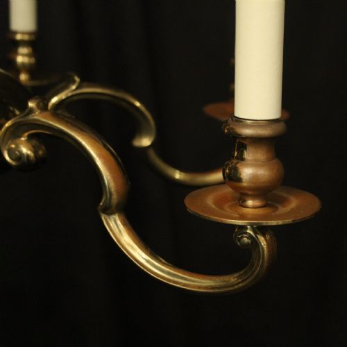 ENGLISH BRASS 6 LIGHT ANTIQUE CHANDELIER - ADDITIONAL PHOTO 6
