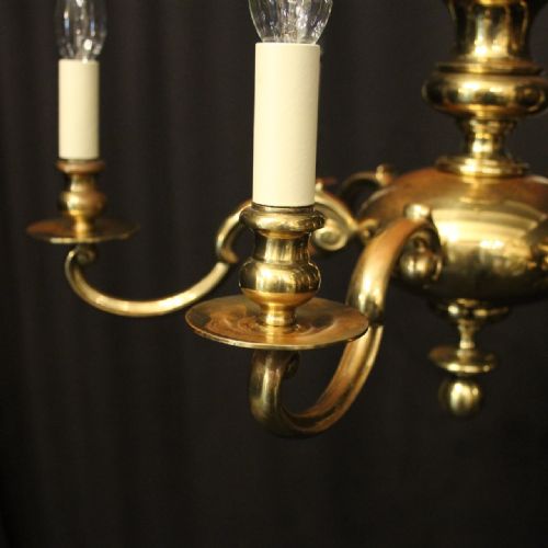 ENGLISH BRASS 6 LIGHT ANTIQUE CHANDELIER - ADDITIONAL PHOTO 7