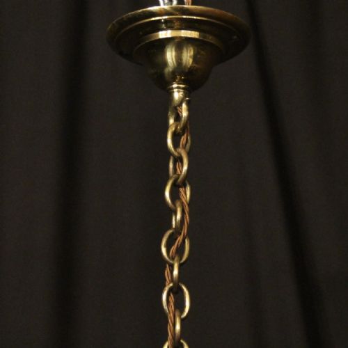 ENGLISH BRASS 6 LIGHT ANTIQUE CHANDELIER - ADDITIONAL PHOTO 9