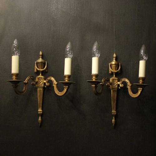 french pair of gilded brass antique wall lights - CATEGORY: ANTIQUE LIGHTING - DATED 1920