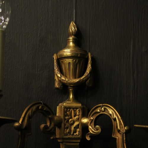 FRENCH PAIR OF GILDED BRASS ANTIQUE WALL LIGHTS - ADDITIONAL PHOTO 2