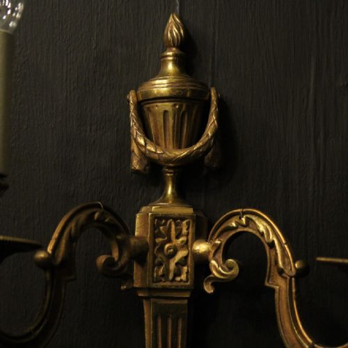 FRENCH PAIR OF GILDED BRASS ANTIQUE WALL LIGHTS - ADDITIONAL PHOTO 3