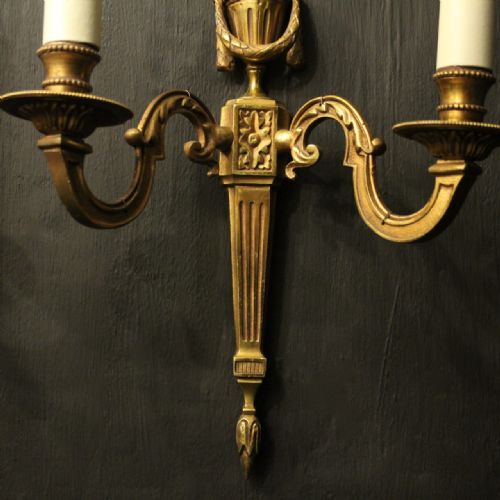 FRENCH PAIR OF GILDED BRASS ANTIQUE WALL LIGHTS - ADDITIONAL PHOTO 7