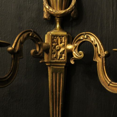 FRENCH PAIR OF GILDED BRASS ANTIQUE WALL LIGHTS - ADDITIONAL PHOTO 8