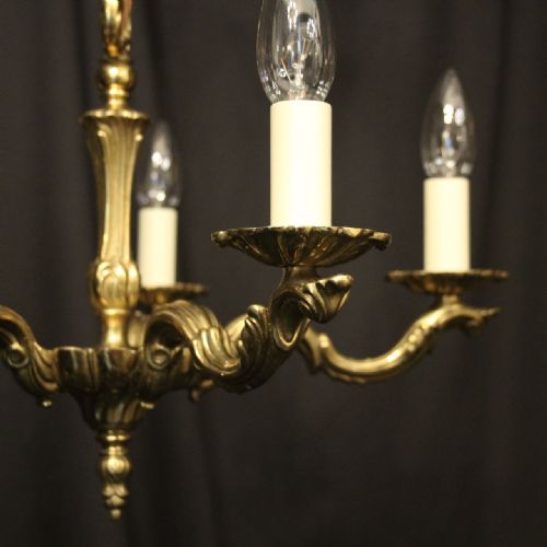 FRENCH GILDED BRASS 5 LIGHT CHANDELIER - ADDITIONAL PHOTO 1