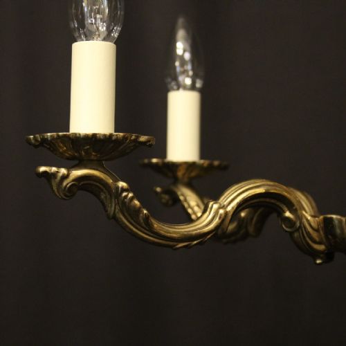 FRENCH GILDED BRASS 5 LIGHT CHANDELIER - ADDITIONAL PHOTO 2