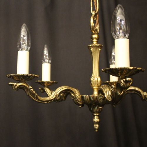 FRENCH GILDED BRASS 5 LIGHT CHANDELIER - ADDITIONAL PHOTO 3
