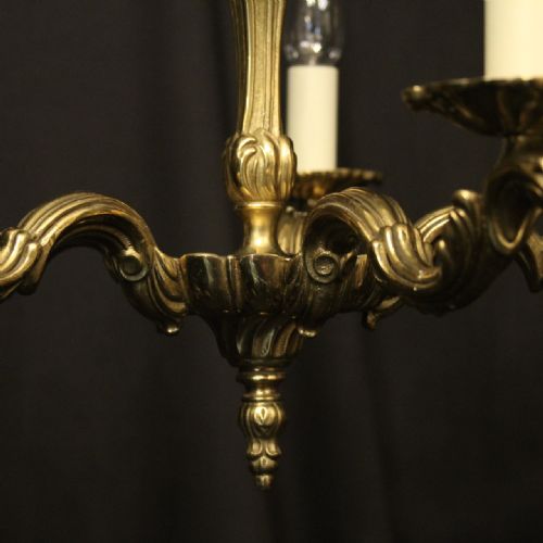 FRENCH GILDED BRASS 5 LIGHT CHANDELIER - ADDITIONAL PHOTO 4
