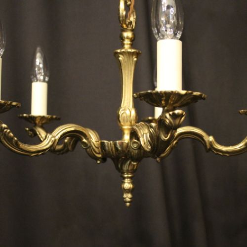 FRENCH GILDED BRASS 5 LIGHT CHANDELIER - ADDITIONAL PHOTO 5