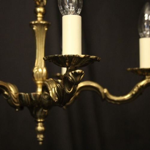 FRENCH GILDED BRASS 5 LIGHT CHANDELIER - ADDITIONAL PHOTO 6