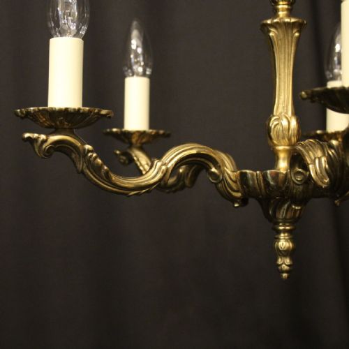 FRENCH GILDED BRASS 5 LIGHT CHANDELIER - ADDITIONAL PHOTO 7