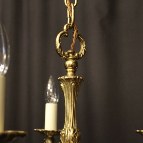 FRENCH GILDED BRASS 5 LIGHT CHANDELIER - ADDITIONAL PHOTO 8