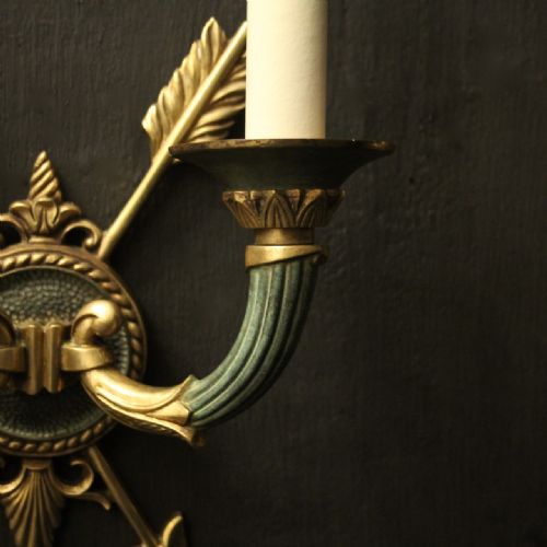 FRENCH PAIR OF EMPIRE GILDED ANTIQUE WALL LIGHTS - ADDITIONAL PHOTO 2
