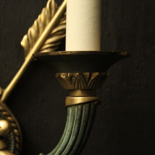 FRENCH PAIR OF EMPIRE GILDED ANTIQUE WALL LIGHTS - ADDITIONAL PHOTO 3