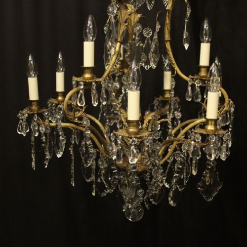 FRENCH GILDED BRONZE CRYSTAL BIRDCAGE CRYSTAL CHANDELIER - ADDITIONAL PHOTO 1
