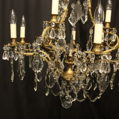 FRENCH GILDED BRONZE CRYSTAL BIRDCAGE CRYSTAL CHANDELIER - ADDITIONAL PHOTO 2