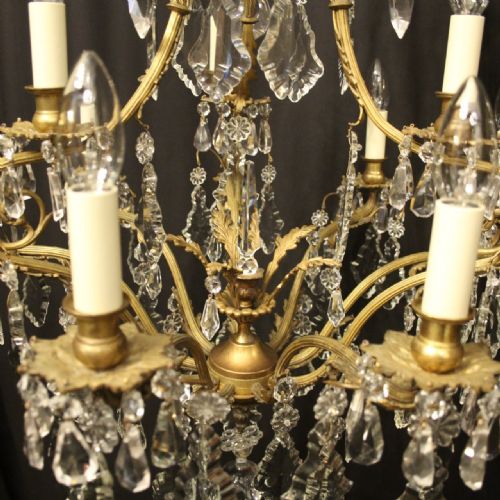 FRENCH GILDED BRONZE CRYSTAL BIRDCAGE CRYSTAL CHANDELIER - ADDITIONAL PHOTO 4
