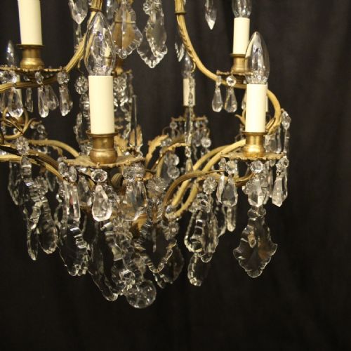 FRENCH GILDED BRONZE CRYSTAL BIRDCAGE CRYSTAL CHANDELIER - ADDITIONAL PHOTO 7