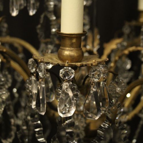 FRENCH GILDED BRONZE CRYSTAL BIRDCAGE CRYSTAL CHANDELIER - ADDITIONAL PHOTO 8