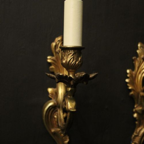 FRENCH PAIR OF GILDED SINGLE ARM WALL LIGHTS - ADDITIONAL PHOTO 3