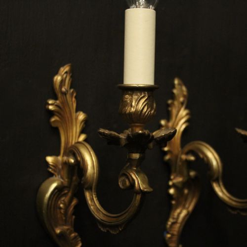 FRENCH PAIR OF GILDED SINGLE ARM WALL LIGHTS - ADDITIONAL PHOTO 4