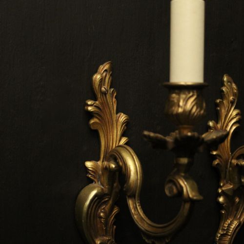 FRENCH PAIR OF GILDED SINGLE ARM WALL LIGHTS - ADDITIONAL PHOTO 5