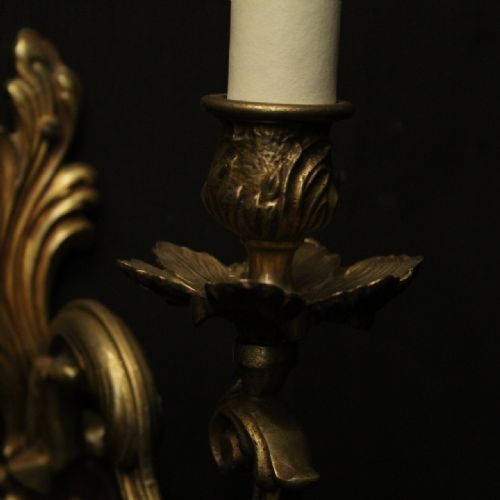 FRENCH PAIR OF GILDED SINGLE ARM WALL LIGHTS - ADDITIONAL PHOTO 6