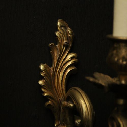 FRENCH PAIR OF GILDED SINGLE ARM WALL LIGHTS - ADDITIONAL PHOTO 7