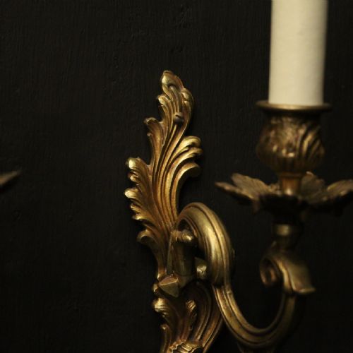 FRENCH PAIR OF GILDED SINGLE ARM WALL LIGHTS - ADDITIONAL PHOTO 8
